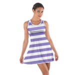 Horizontal Stripes - White and Ube Violet Cotton Racerback Dress