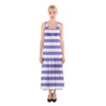 Horizontal Stripes - White and Ube Violet Full Print Maxi Dress