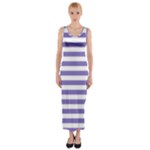 Horizontal Stripes - White and Ube Violet Fitted Maxi Dress