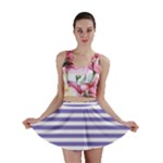 Horizontal Stripes - White and Ube Violet Mini Skirt