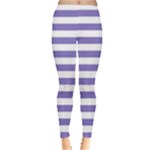 Horizontal Stripes - White and Ube Violet Women s Leggings