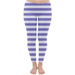 Horizontal Stripes - White and Ube Violet Winter Leggings