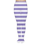 Horizontal Stripes - White and Ube Violet Women s Tights