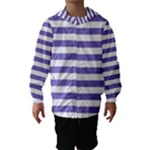 Horizontal Stripes - White and Ube Violet Hooded Wind Breaker (Kids)