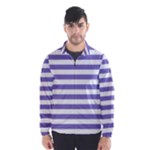 Horizontal Stripes - White and Ube Violet Wind Breaker (Men)