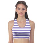 Horizontal Stripes - White and Ube Violet Women s Sports Bra