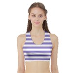 Horizontal Stripes - White and Ube Violet Women s Sports Bra with Border