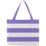 Horizontal Stripes - White and Ube Violet Mini Tote Bag