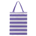 Horizontal Stripes - White and Ube Violet Classic Tote Bag