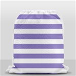Horizontal Stripes - White and Ube Violet Drawstring Bag (Small)