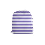 Horizontal Stripes - White and Ube Violet Drawstring Pouch (M)