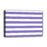 Horizontal Stripes - White and Ube Violet Deluxe Canvas 18  x 12  (Stretched)
