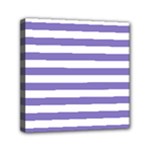 Horizontal Stripes - White and Ube Violet Mini Canvas 6  x 6  (Stretched)