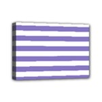 Horizontal Stripes - White and Ube Violet Mini Canvas 7  x 5  (Stretched)