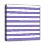 Horizontal Stripes - White and Ube Violet Mini Canvas 8  x 8  (Stretched)