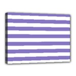 Horizontal Stripes - White and Ube Violet Canvas 16  x 12  (Stretched)