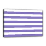 Horizontal Stripes - White and Ube Violet Canvas 18  x 12  (Stretched)