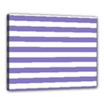 Horizontal Stripes - White and Ube Violet Canvas 20  x 16  (Stretched)