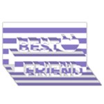 Horizontal Stripes - White and Ube Violet Best Friends 3D Greeting Card (8x4)