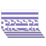 Horizontal Stripes - White and Ube Violet MOM 3D Greeting Card (8x4)