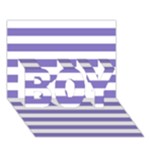 Horizontal Stripes - White and Ube Violet BOY 3D Greeting Card (7x5)