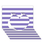 Horizontal Stripes - White and Ube Violet Heart 3D Greeting Card (7x5)