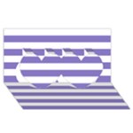 Horizontal Stripes - White and Ube Violet Twin Hearts 3D Greeting Card (8x4)