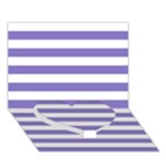 Horizontal Stripes - White and Ube Violet Heart Bottom 3D Greeting Card (7x5)