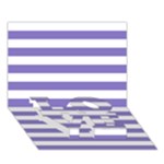 Horizontal Stripes - White and Ube Violet LOVE Bottom 3D Greeting Card (7x5)