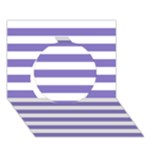 Horizontal Stripes - White and Ube Violet Circle 3D Greeting Card (7x5)