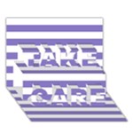 Horizontal Stripes - White and Ube Violet TAKE CARE 3D Greeting Card (7x5)