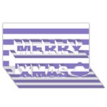 Horizontal Stripes - White and Ube Violet Merry Xmas 3D Greeting Card (8x4)
