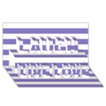 Horizontal Stripes - White and Ube Violet Laugh Live Love 3D Greeting Card (8x4)