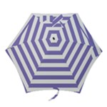 Horizontal Stripes - White and Ube Violet Mini Umbrella