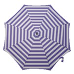 Horizontal Stripes - White and Ube Violet Hook Handle Umbrella (Small)
