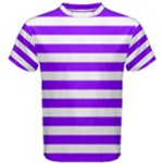 Horizontal Stripes - White and Violet Men s Cotton Tee