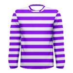 Horizontal Stripes - White and Violet Men s Long Sleeve T-shirt