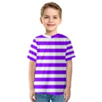 Horizontal Stripes - White and Violet Kid s Sport Mesh Tee