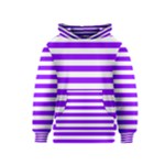Horizontal Stripes - White and Violet Kid s Pullover Hoodie