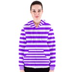 Horizontal Stripes - White and Violet Women s Zipper Hoodie