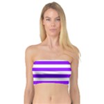 Horizontal Stripes - White and Violet Bandeau Top