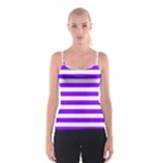 Horizontal Stripes - White and Violet Spaghetti Strap Top