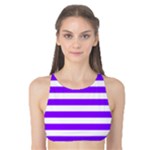 Horizontal Stripes - White and Violet Tank Bikini Top