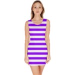 Horizontal Stripes - White and Violet Bodycon Dress
