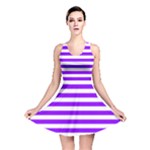 Horizontal Stripes - White and Violet Reversible Skater Dress