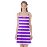 Horizontal Stripes - White and Violet Satin Night Slip