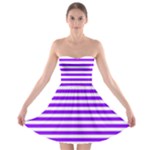 Horizontal Stripes - White and Violet Strapless Bra Top Dress