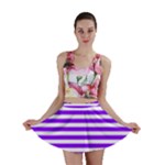 Horizontal Stripes - White and Violet Mini Skirt