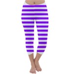 Horizontal Stripes - White and Violet Capri Winter Leggings