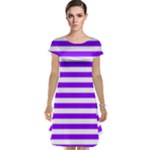 Horizontal Stripes - White and Violet Cap Sleeve Nightdress